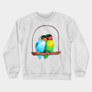 Lovebirds Wearing Face Masks Watercolor Crewneck Sweatshirt